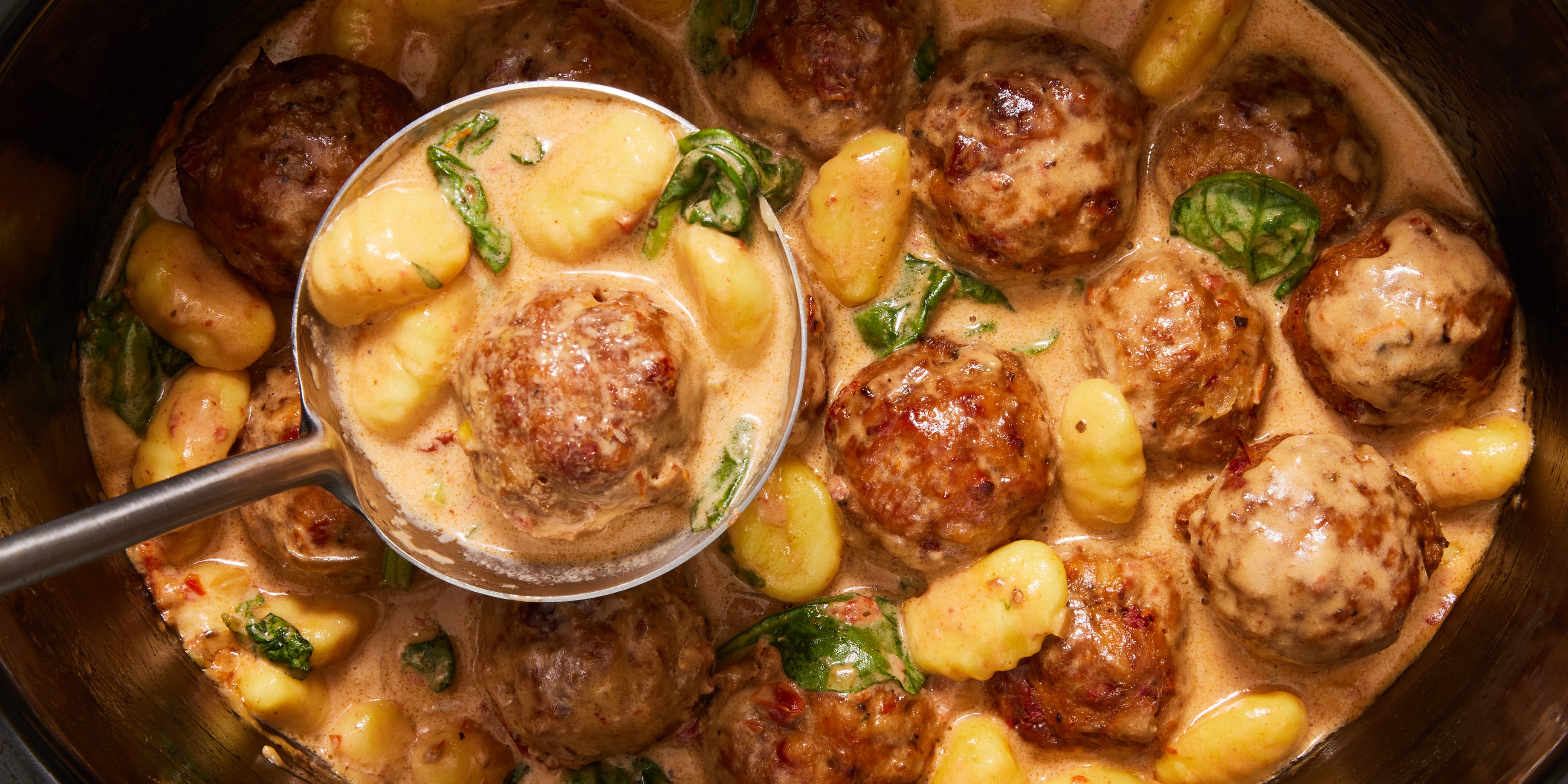 Our Slow-Cooker Tuscan Chicken Meatballs & Gnocchi Does The Work For You