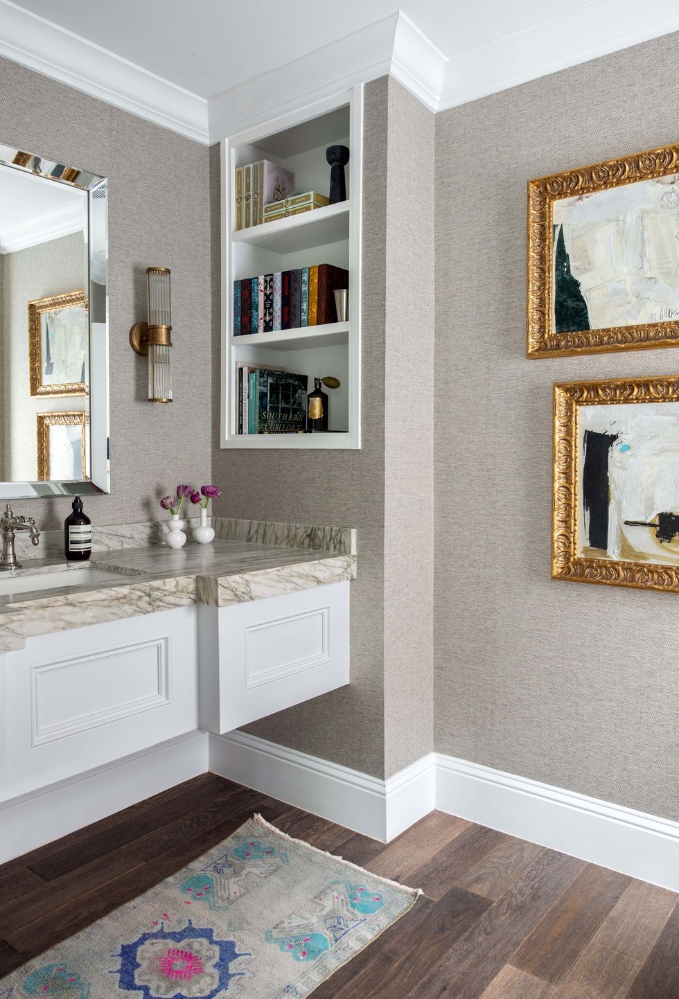 Contemporary Small Bathroom Design - Stylish Modern Small Bathroom Design Savillefurniture / The bathtub of volcanic limestone and resin is by victoria + albert, and a ladder shelf keeps towels at a hand's reach.