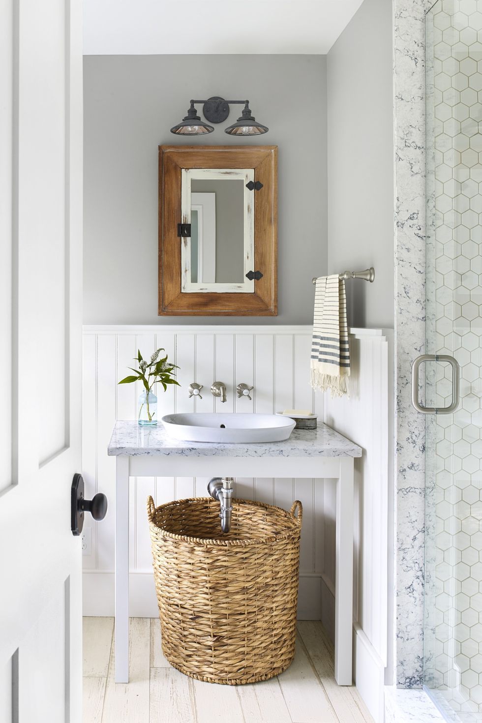 over sink storage bathroom