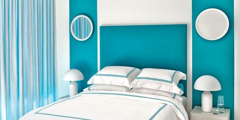 Blue, Green, Room, Bedroom, Turquoise, Aqua, Interior design, Teal, Furniture, Bed, 