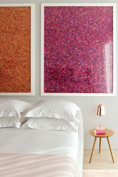 Pink, Wall, Room, Purple, Violet, Furniture, Lilac, Leaf, Orange, Interior design, 