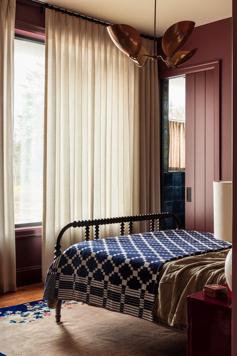 bedroom with red walls