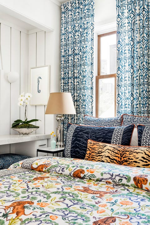 primary bedroom a cambria quartz desktop suits the sophisticated mood, but “doesn’t ever require resealing, reconditioning, or polishing,” says yip bedding and drapery fabrics vern yip for trend lamp rh