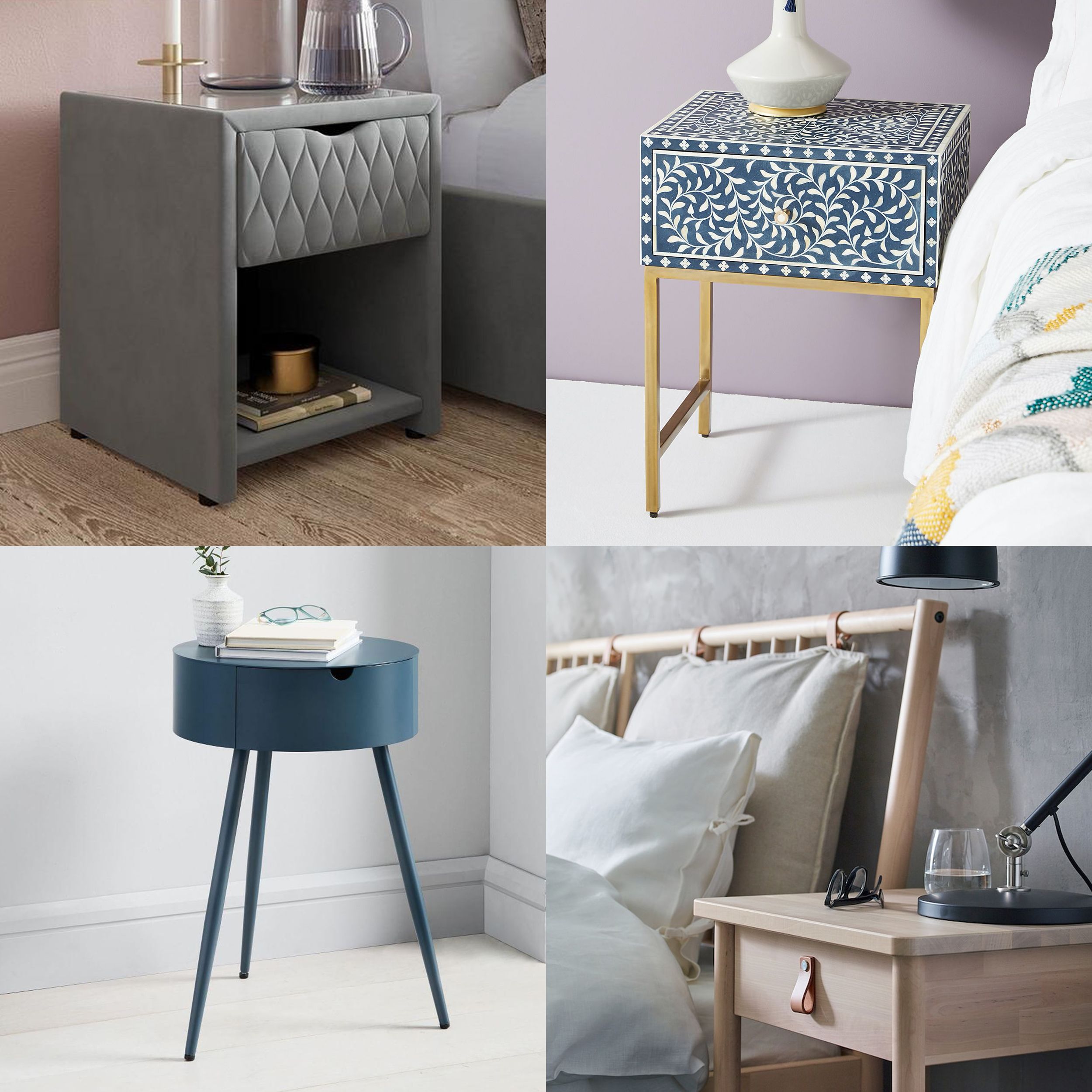 21 Small Bedside Tables To Save Space, Small Side Table With Built In Lamp
