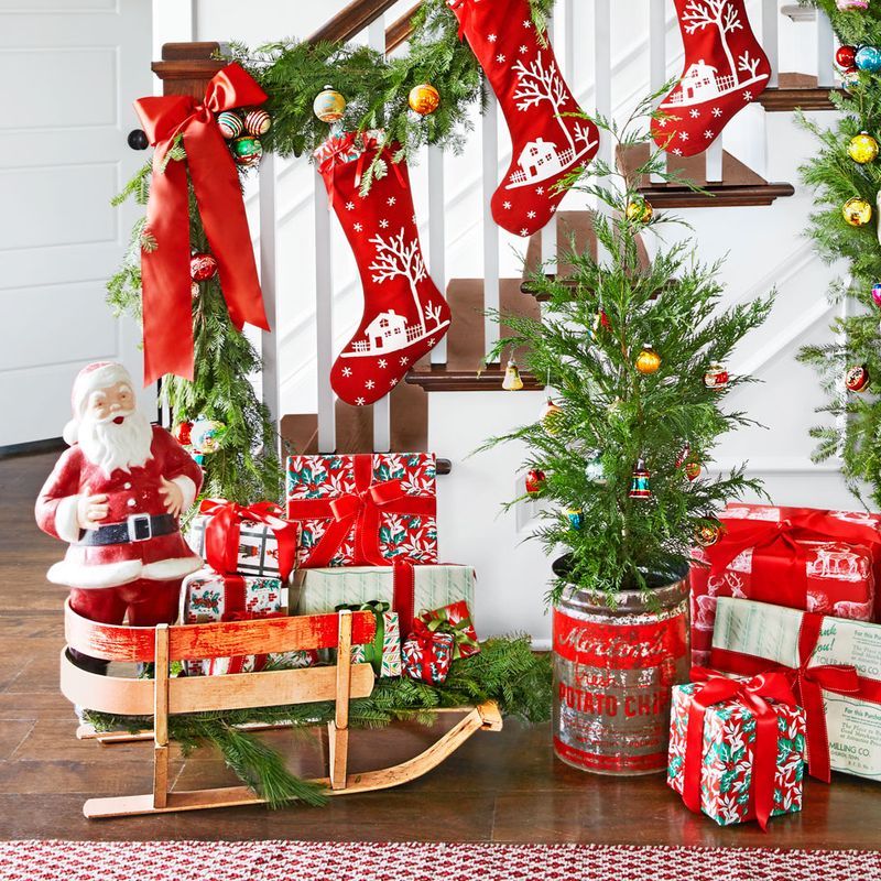 New Primitive Christmas SNOW PINE RED CARDINAL CHRISTMAS TREE Burlap Base 16" 