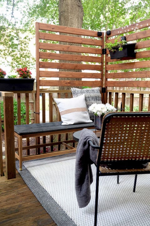 small deck with cozy decor