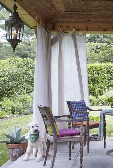 patio with curtains
