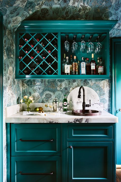 small colorful home bar