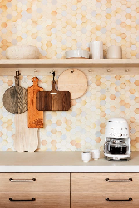 kitchen with hexagon tile backsplash designed by abby hetherington interiors