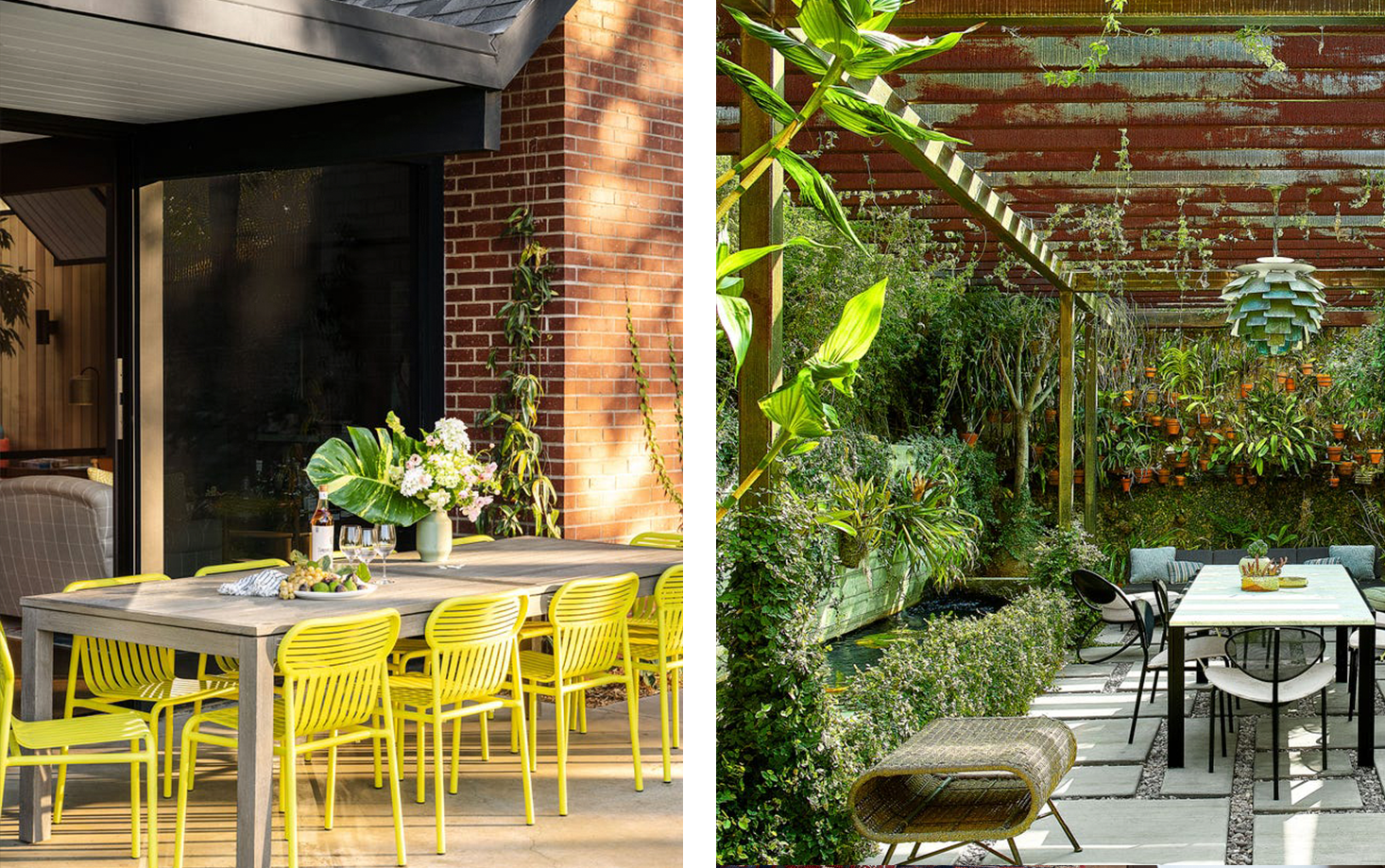 bright coloured garden table and chairs