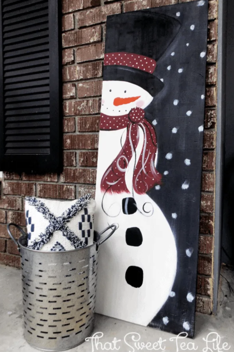 Details about   SNOWMAN STAR WOOD HANGING SIGN HANDMADE 