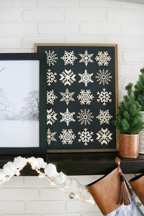 snowflake art diy christmas mantel decor