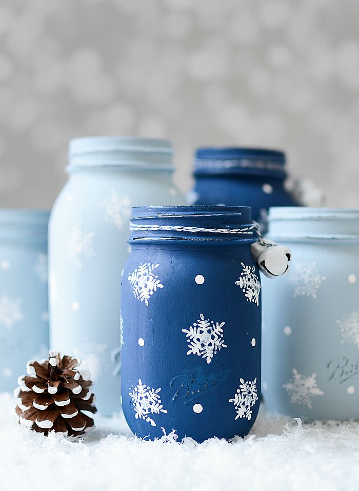 lighted snowflake mason jars