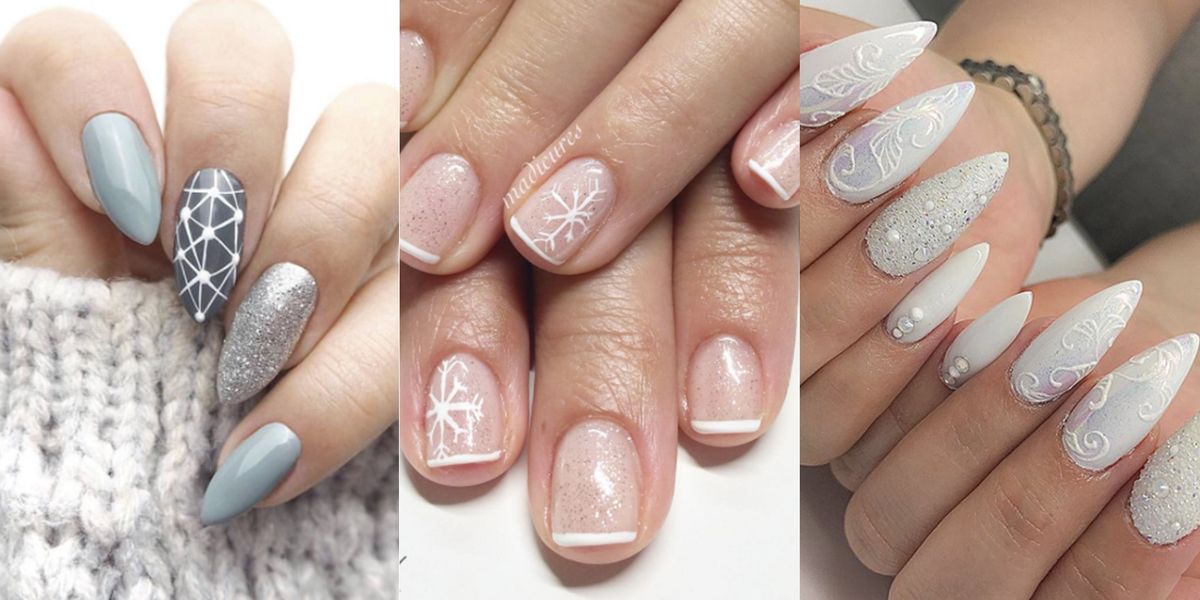pink snowflake nail design
