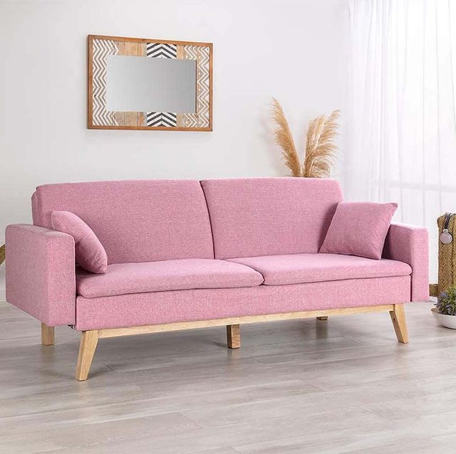sofá cama rosa