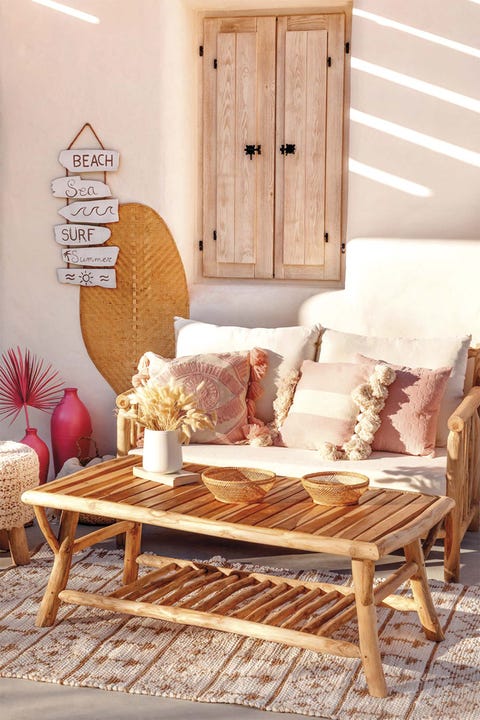 muebles de jardín sofá de madera estilo boho