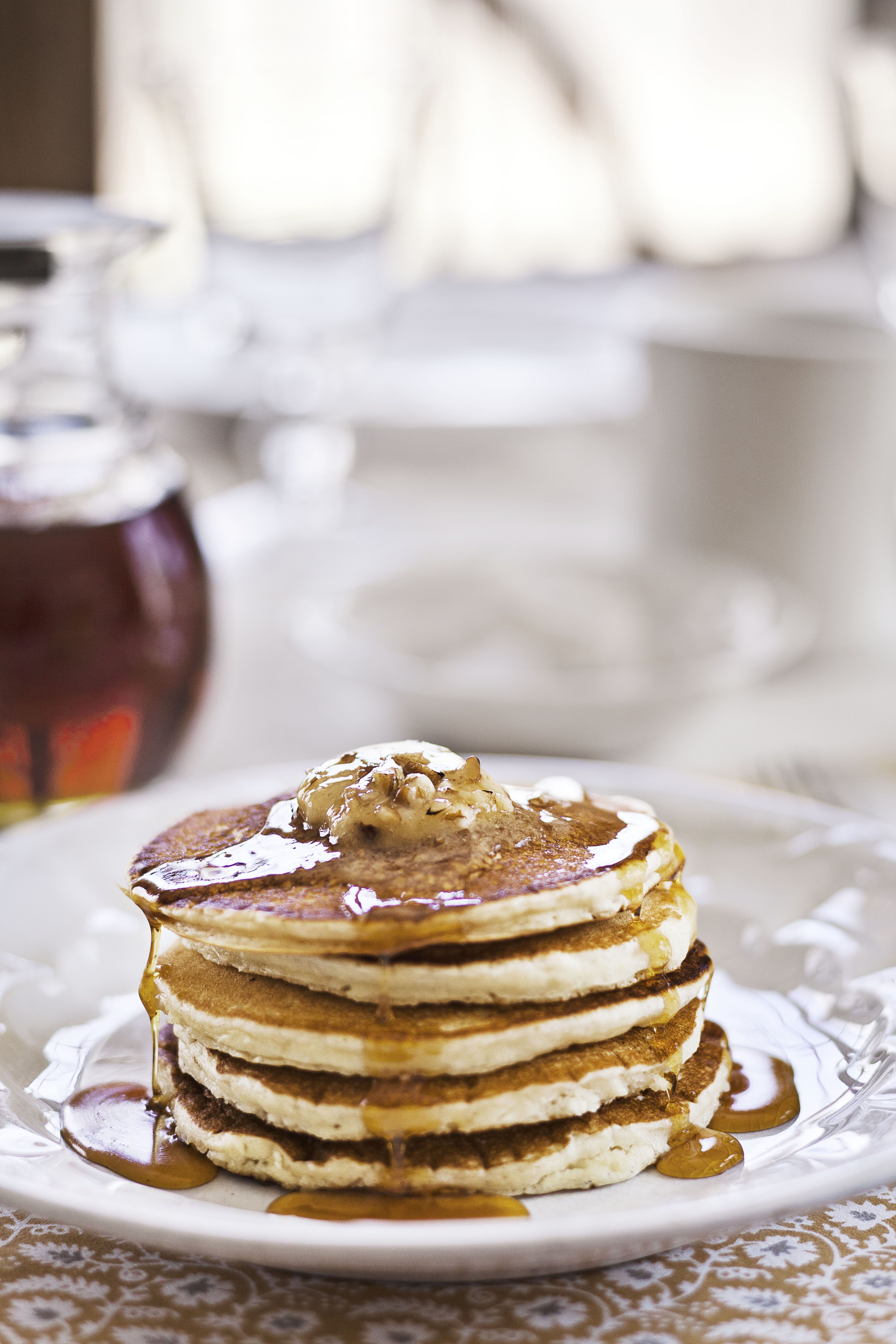 Sour-Cream Pancakes with Maple-Pecan Butter image