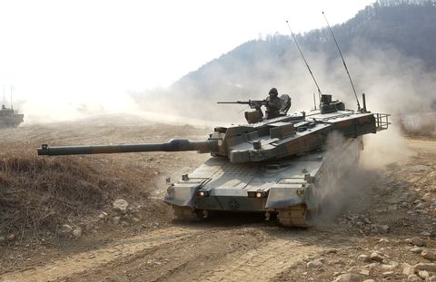 south korean army holds armored machinery parade and k2 tanks live fire drill