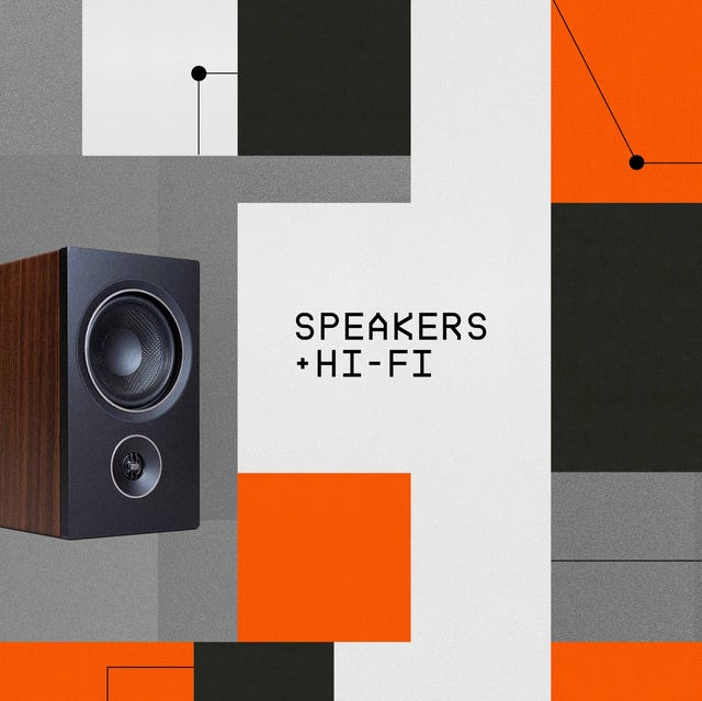 a speaker with colored boxes