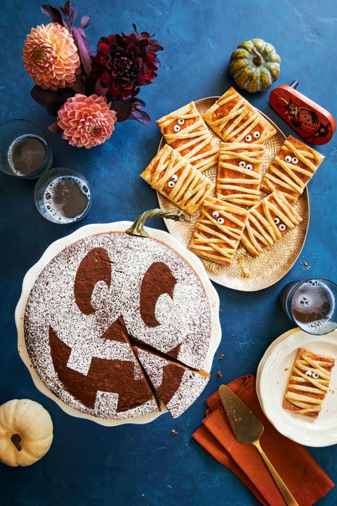 spiced pumpkin molasses cake, mummy pumpkin hand pies