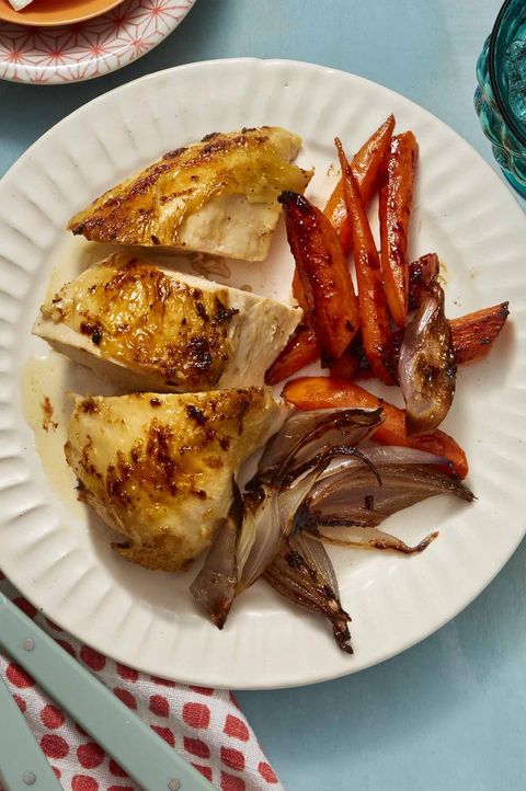 Spiced Roast Chicken with Caramelized Carrots and Shallots