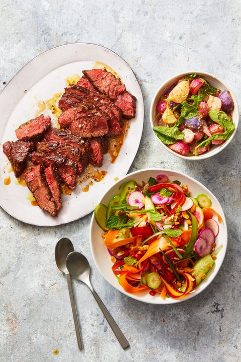 spicy radish salad with seared steak