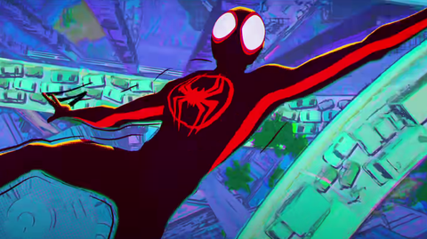 spiderman through the spiderverse part one miles morale falls swinging