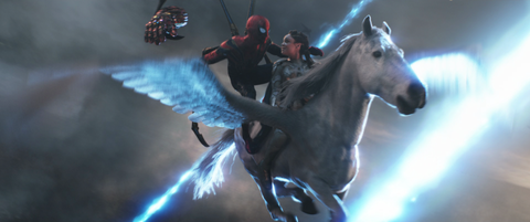 Spider-Man and Valkyrie in Avengers: Endgame spider man and valkyrie in avengers endgame