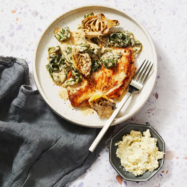 chicken with creamy spinach and artichokes
