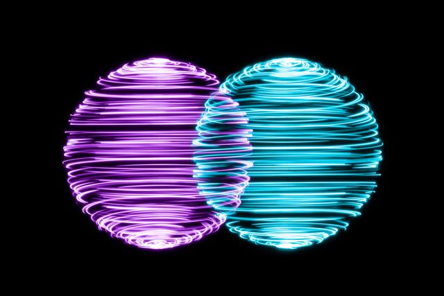 spinning light trails spheres intersection