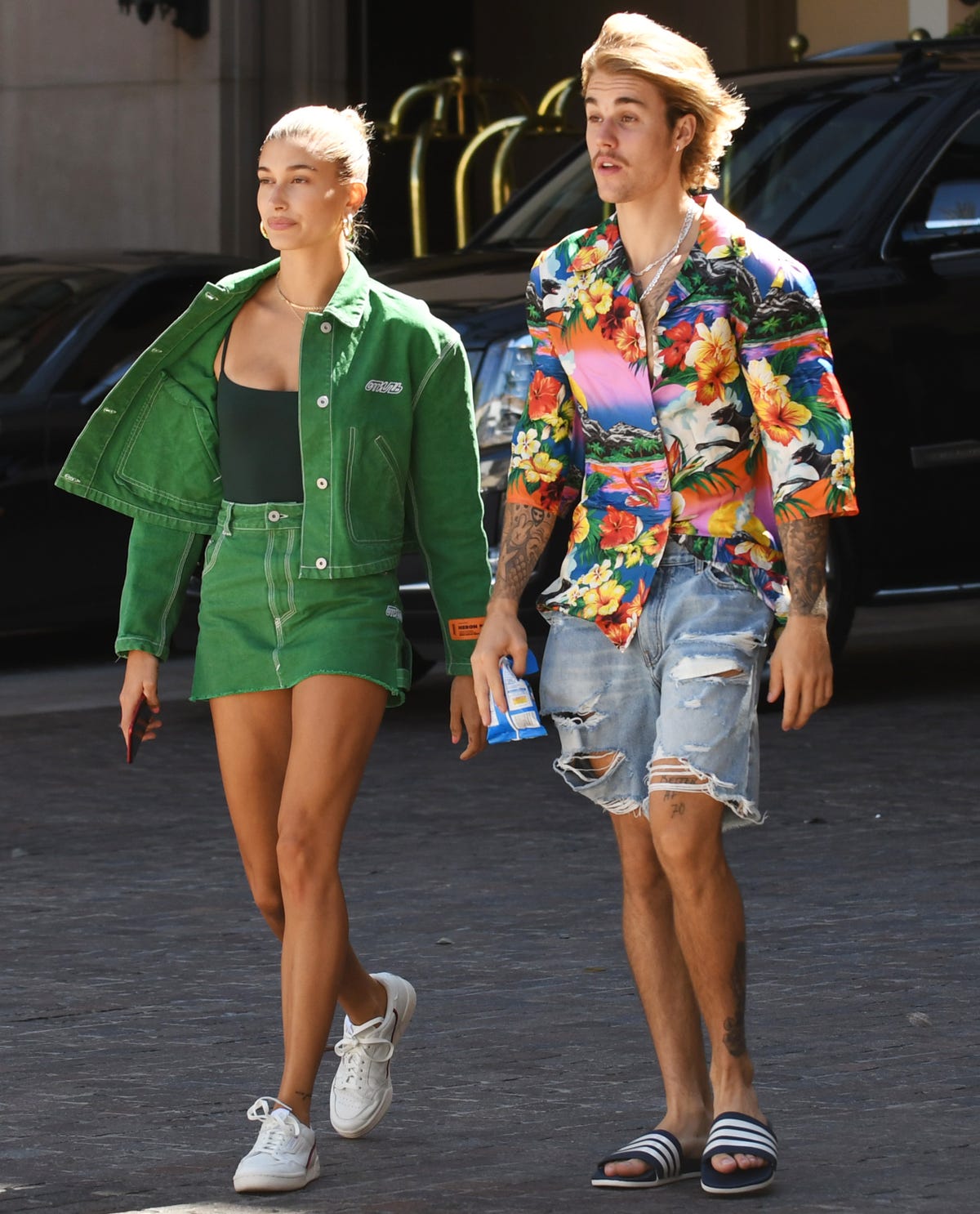 Justin Bieber And Hailey Baldwin Coordinated Outfits To Go