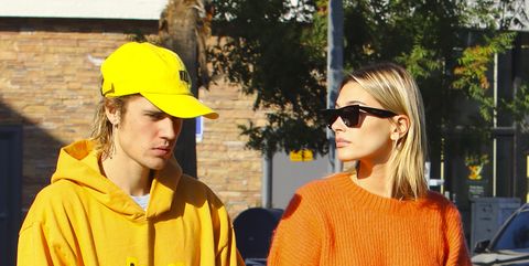 Justin Bieber And Hailey Baldwin Wear Fall Colored Outfits