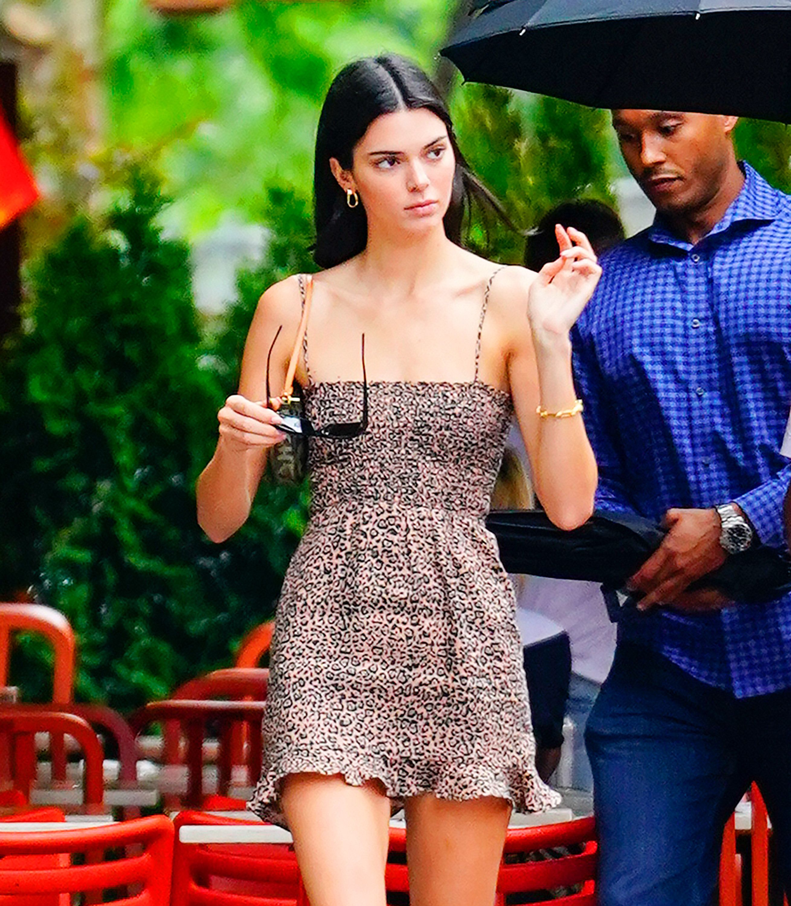 Kendall Jenner Wears Reformation Mini Dress With Very Tall Boots Out In New York City