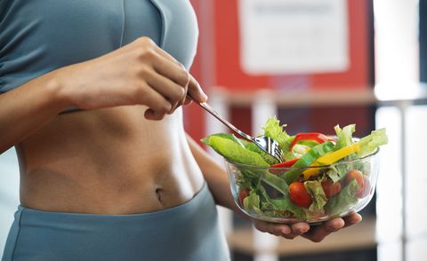 sport woman with healthy food