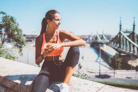 Sportswoman jogging in the city