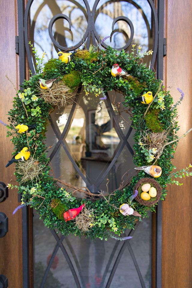 Blue Wreath Easter Wreath Front Door Wreath Farmhouse Wreath Housewarming Gift Wreath Bird lovers,Pecan Wreath