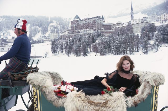 american born opera singer karen davis arrives at the palace hotel in a vintage horsedrawn sleigh, st moritz, switzerland, march 1978 photo by slim aaronsgetty images