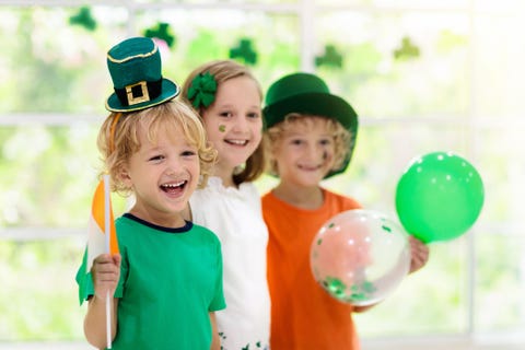 three children dressed up for st patricks day