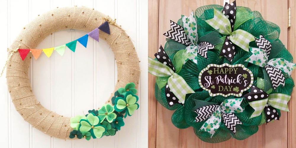 Deco Easter Mesh Easter Spring Wreath Floral St.Pat`s Bow Ribbon Spring