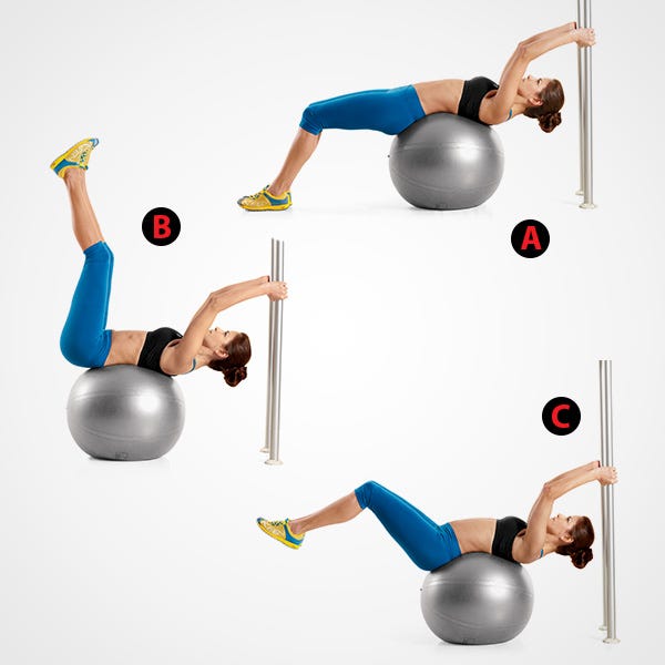 Stability Ball Reverse Leg Lifts