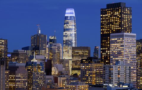 stacked buildings in san francisco financial district , skyline