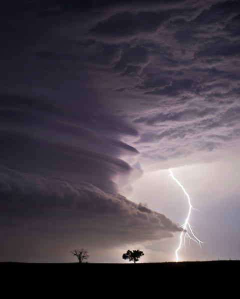 lightning strikes field