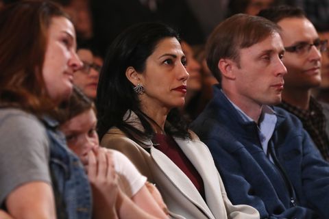 huma abedin listens as clinton concedes the presidential election on november 9, 2016 in new york city