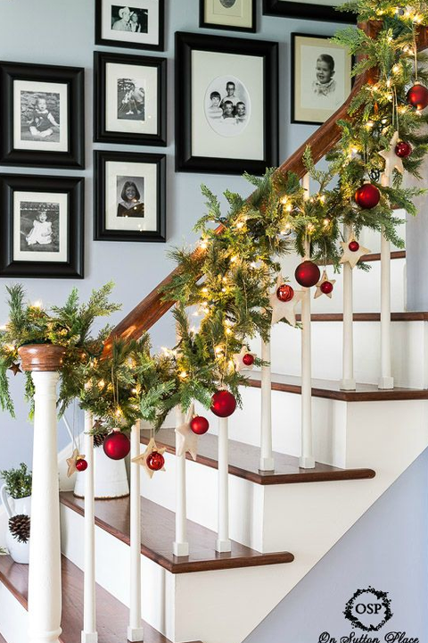 25 Best Staircase Christmas Decorations  Holiday Stair Decor Ideas