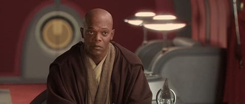 star wars attack of the clones   samuel l jackson as mace windu, seated