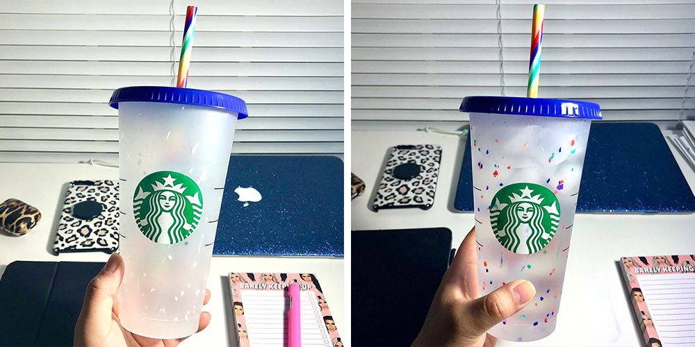 Starbucks Confetti Color Changing  2020 cup tumbler 24oz reusable Rainbow Straw 
