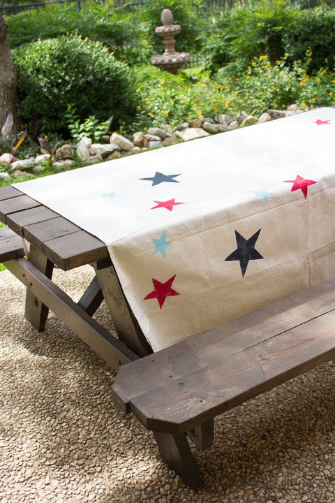 red white and blue stars picnic blanket