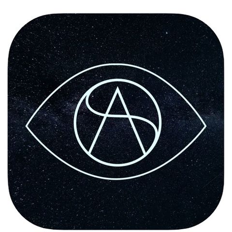 the logo for the dating app stars align, showing an outline of an eye with the letters sa inside