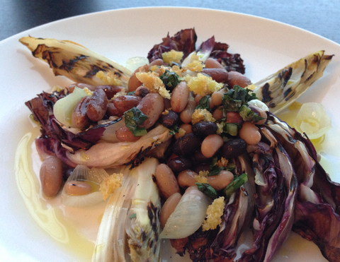 Grilled Greens with Cranberry Beans