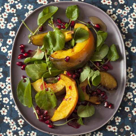 Roasted Acorn Squash Salad with Maple-Pomegranate Seed Vinaigrette Roasted Acorn Squash Salad with Maple-Pomegranate Seed Vinaigrette